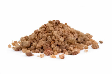 Technical salt belkaliy pink on a white background, used as an anti-icing agent, used in the chemical industry, in the operation of thermal power plants.