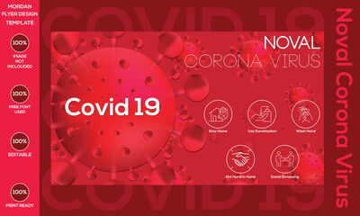 Visualization Of The Covid-19 Virus (Corona), Coronavirus disease COVID-19 infection medical with typography, and copy space. The new official name for Coronavirus disease named COVID-19