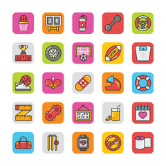 Games and Sports Flat Vector Icons Set 