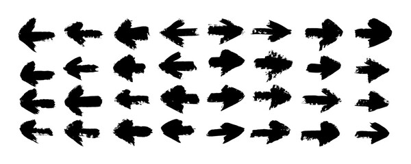 Grunge Arrows design on white background, vector. Hand drawn design. Black and