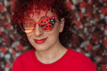 portrait of a young woman in red