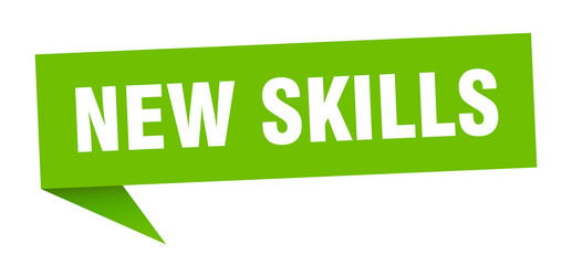 new skills banner. new skills speech bubble. new skills sign