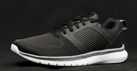 Close up of black sport  run shoe