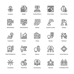 Line Icons Set of Project Management