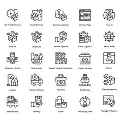 Logistic Delivery Line Vector Icons Set 