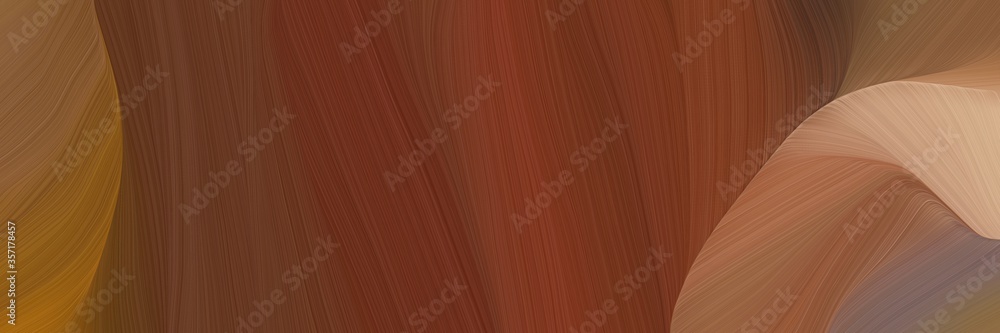 Poster artistic curved speed lines background or backdrop with saddle brown, rosy brown and sienna colors. can be used as header background