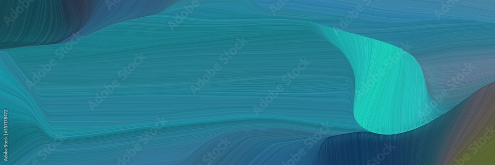 Poster creative curved speed lines background or backdrop with teal blue, light sea green and dark slate gr