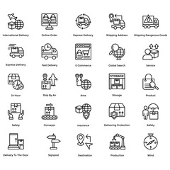 Vector Line Icons Set Of Logistic Delivery 
