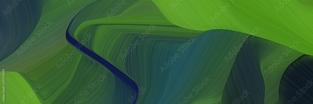 Poster very dynamic curved speed lines background or backdrop with dark slate gray, dark green and very dark blue colors. can be used as graphic background element