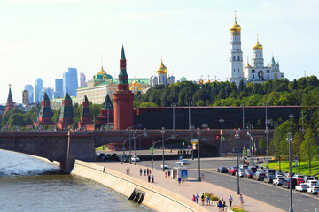 Fototapeta premium Kremlin Embankment and Moscow River in Moscow, Russia. Architecture and landmark of Moscow 