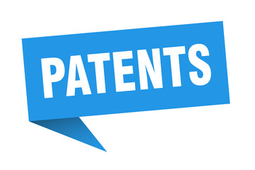 patents banner. patents speech bubble. patents sign