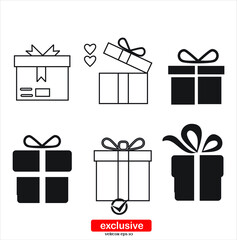 Gift box,icon.Flat design style vector illustration for graphic and web design.