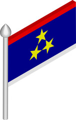 Vector Isometric Illustration of Flagpole with Vojvodina Flag