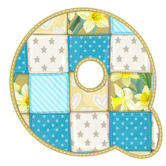 Roundish Font from quilted from multi-colored a blanket rag - le