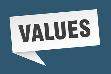 values banner. values speech bubble. values sign