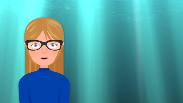 Chica sobre fondo marino