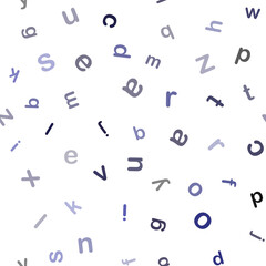 Dark Purple vector seamless layout with latin alphabet.