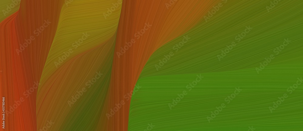 Poster abstract curved speed lines background or backdrop with dark green, saddle brown and brown colors. can be used as background graphic element