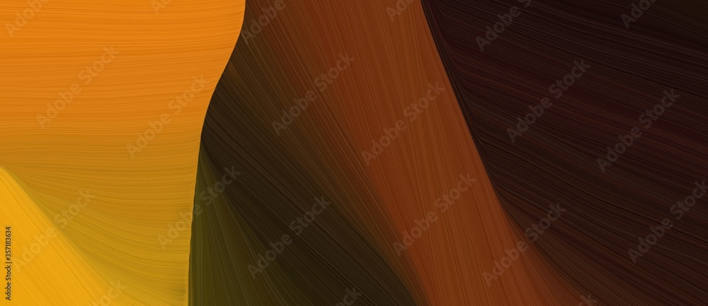 Poster abstract curved speed lines background or backdrop with dark golden rod, very dark pink and chocolat