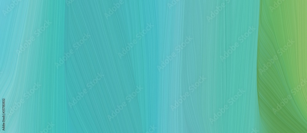 Poster abstract curved speed lines background or backdrop with medium aqua marine, moderate green and paste