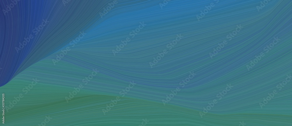Poster beautiful dynamic curved speed lines background or backdrop with teal blue, dark slate blue and stee