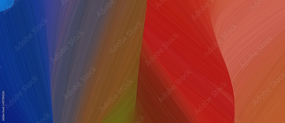 Aufkleber beautiful wild curved speed lines background or backdrop with sienna, midnight blue and moderate red