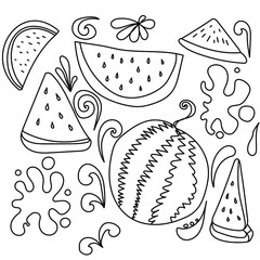 Cute doodle watermelon set vector illustration for design and creativity