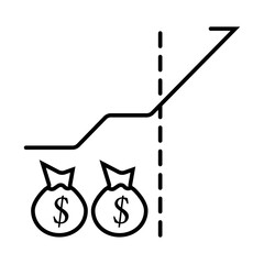 money with statistics bars icon