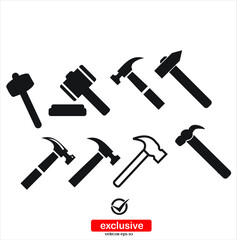 hammer icon.Flat design style vector illustration for graphic and web design.