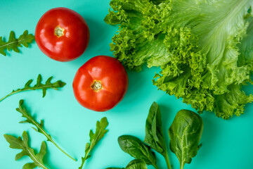 fresh vegetables on a turquoise background