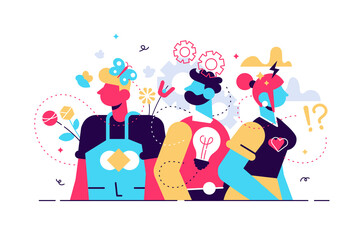 Behavior vector illustration. Flat tiny