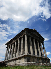 Naklejka premium Rear view on the Temple of Garni, the only standing pagan Greco-Roman colonnaded building in Armenia, village Garni, Armenia