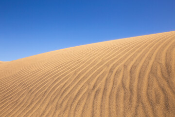 sand dune against clear blue sky in Maspalomas, Gran Canaria
