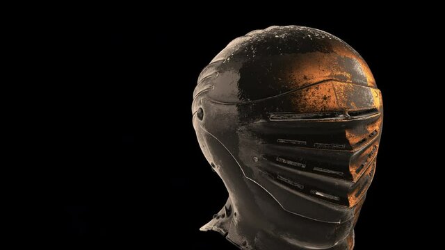 Maximilian Closed helmet - zoom out Dx - 3D model animation on a black background