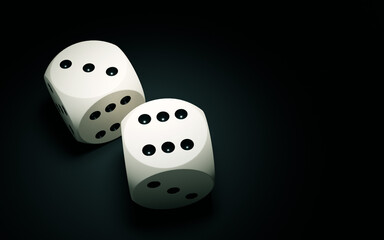 Dices on a dark surface. 3d render