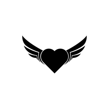 Heart with wings icon, Love icon design vector template.