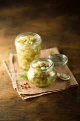 Homemade cucumber relish with spices