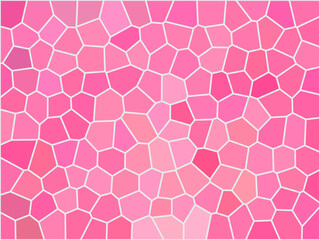 Abstract mosaic background in pink colors, consisting of pieces of irregular shape, like a broken glass. Mosaic pink background for wallpaper, background,  interior, greeting card or creative design.