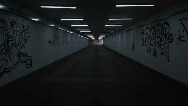 Dark scary empty long passage scene