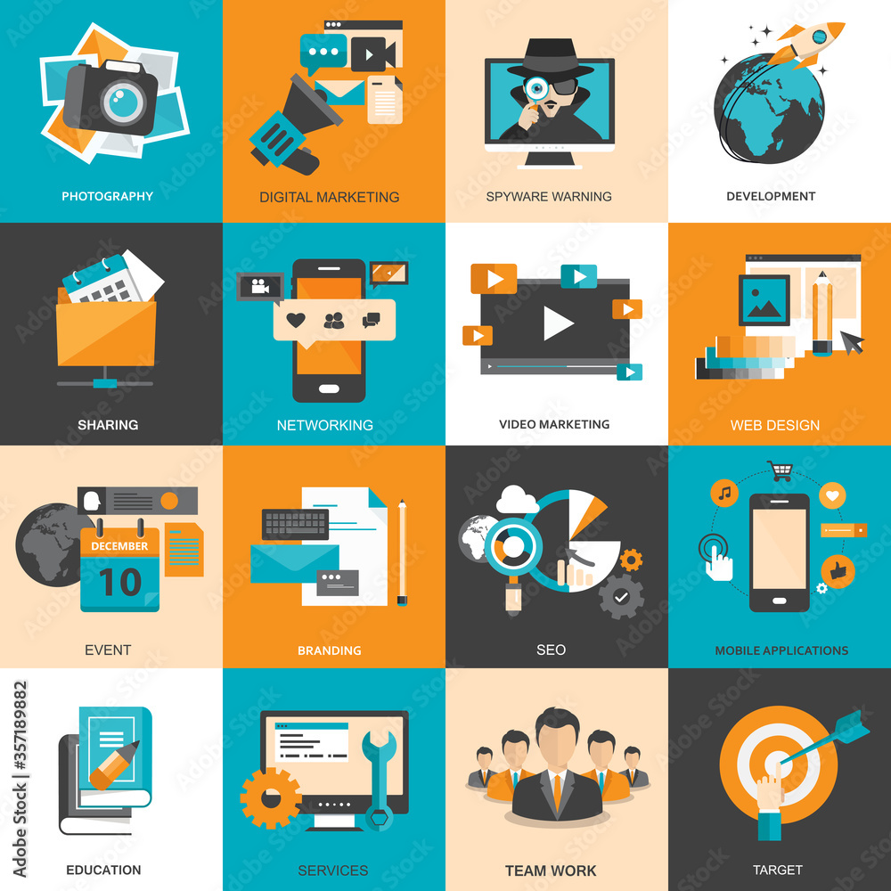Canvas Prints business and technology icon set for websites and mobile applications. flat vector illustration