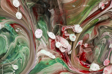 Macro shot of petriart - a technique of modern painting. Alcoholic ink is dripped into the epoxy...