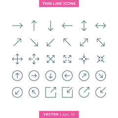 Set of arrow icon vector design template. Editable stroke