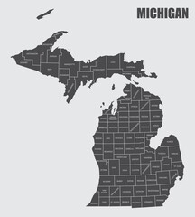 The Michigan State County Map with labels - obrazy, fototapety, plakaty