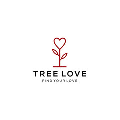 Creative luxury love Tree nature sign logo design vector template