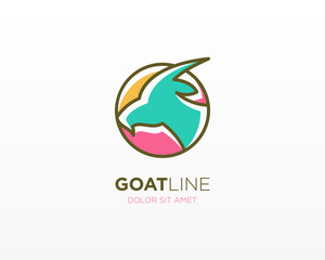 Colorful goat line logo.