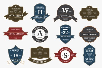 Big bundle set of retro vintage badge logo design. Vector design element, with variety style element, business sign, logos, identity, labels, badges and object, vector eps 10.