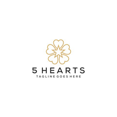Creative simple modern five heart with stars sign logo design template