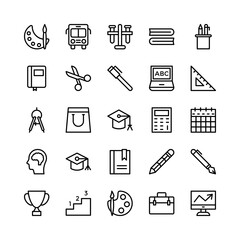 School and Education Line Vector Icons 6