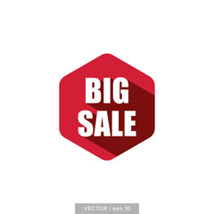 Big sale with a red label for promotion and advertising campaign - stock vector