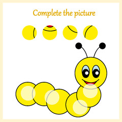 Complete the picture, puzzle task, game for preschool kids. pencil
